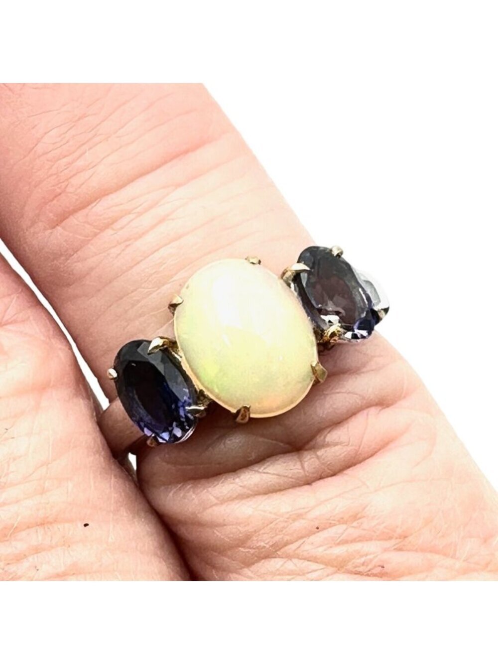 Womens Ring Sterling Silver Amethyst Opal Size 5